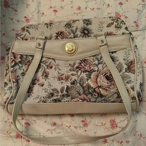 Floral Tapestry Bag with Gold Accent